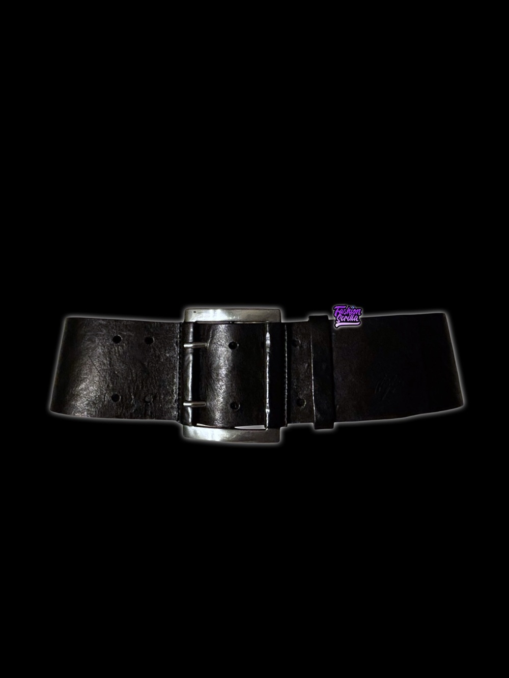Tommy Hilfiger Vintage Runway Black Silver Double-Prong Buckle Corset Belt RARE